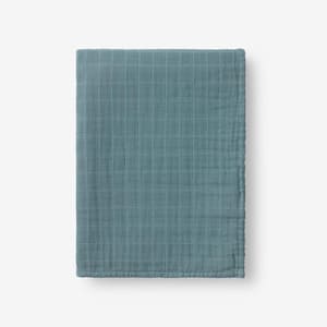 Gossamer Mineral Teal Solid Cotton Woven Throw Blanket