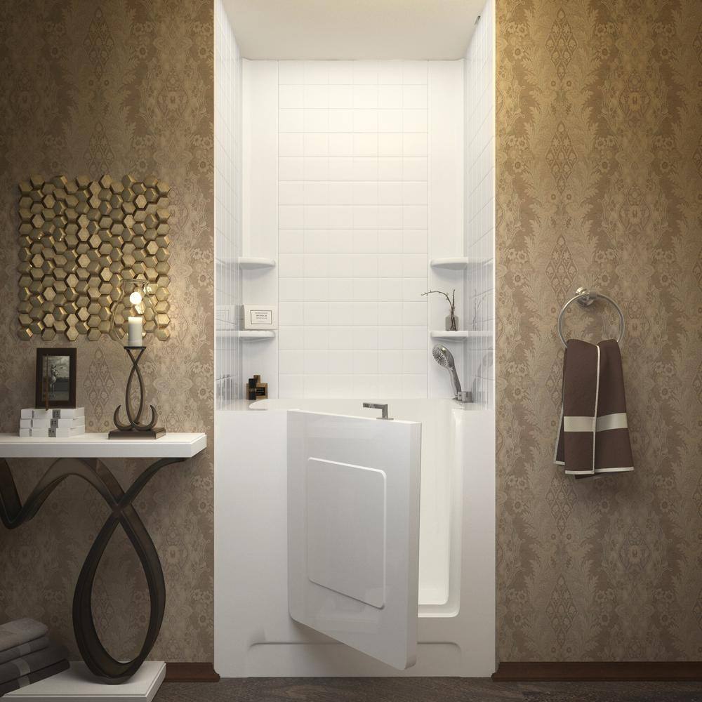 Catalina White Acrylic Walk-In Air Bathtub with Chrome Faucet