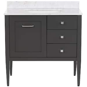 Hensley 37 in. W x 22 in. D Bath Vanity in Shale Gray with Stone Effects Vanity Top in Lunar with White Sink