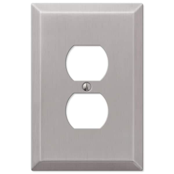 AMERELLE Oversized Brushed Nickel 1-Gang Duplex Outlet Steel Wall Plate (4-Pack)