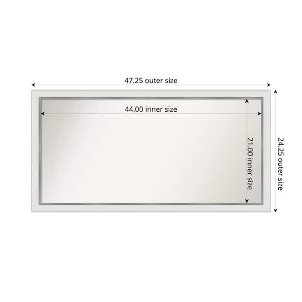 Amanti Art Medium Rectangle Satin White Silver Casual Mirror (24 in. H x 47 in. W)