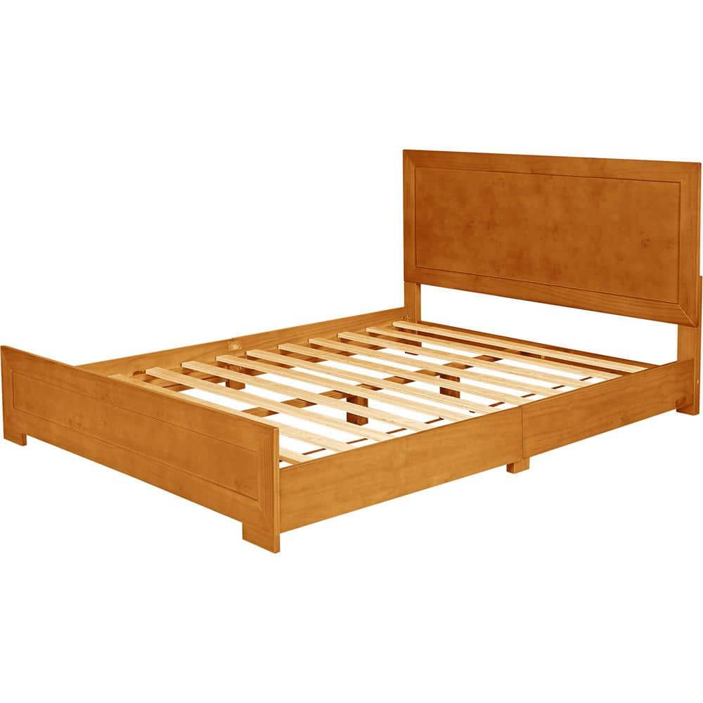 Oxford Oak King Platform Bed with Paneled Wood Headboard