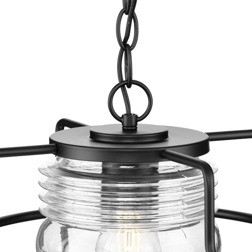 Keegan 13" Matte Black Glass Outdoor Hanging Lantern