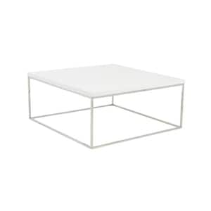 Amelia 35.44 in. White Square MDF Coffee Table