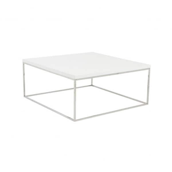 HomeRoots Amelia 35.44 in. White Square MDF Coffee Table