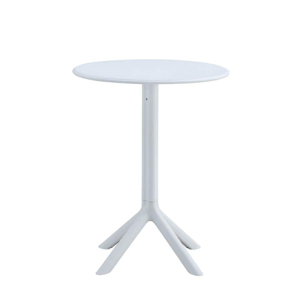 White 3-Piece Premium Ocean Plastic Outdoor Bistro Set with 2-Armchairs and