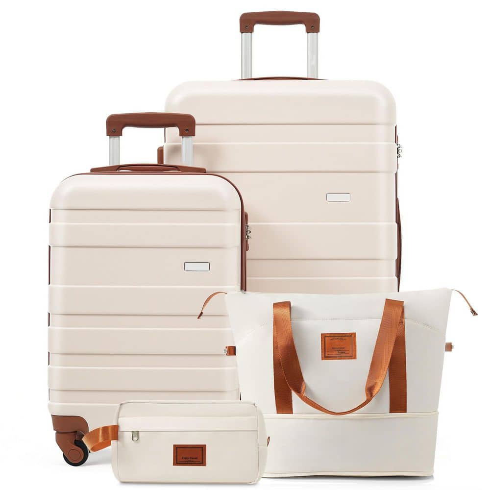 AKG LC81 MD beige ケース付き LIVACA 4-Piece Ivory ABS Plastic Hardside Luggage Set with TSA