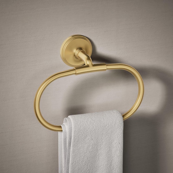 Paces Wall Mounted Towel Ring in Vibrant Brushed Moderne Brass