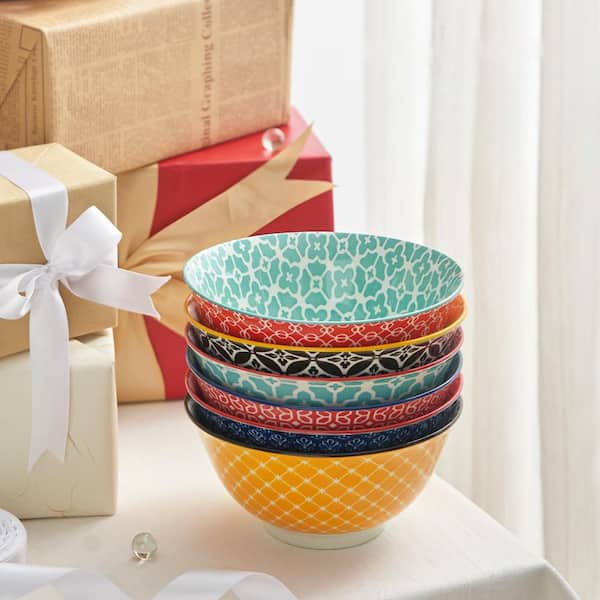 Numhew Art Deco 23 fl. oz. Multicolor Porcelain Cereal Bowl, Bowls