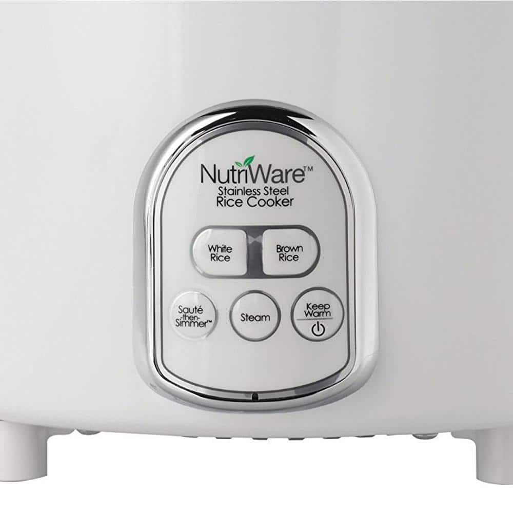 14-Cup White Stainless Steel Digital Rice Cooker with Steamer