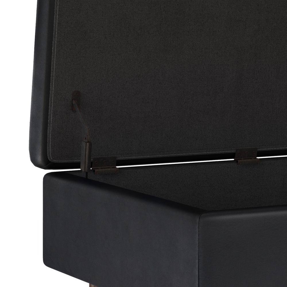 Owen 36" Midnight Black Faux Leather Storage Ottoman Coffee Table