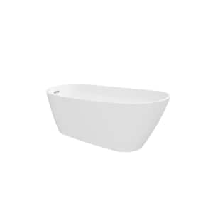 67 in. Acrylic Flatbottom Non-Whirlpool Freestanding Bathtub in Glossy White