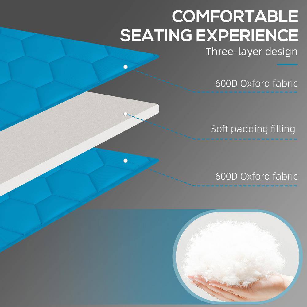 Light Blue Padded Folding Outdoor Chaise Lounge Set