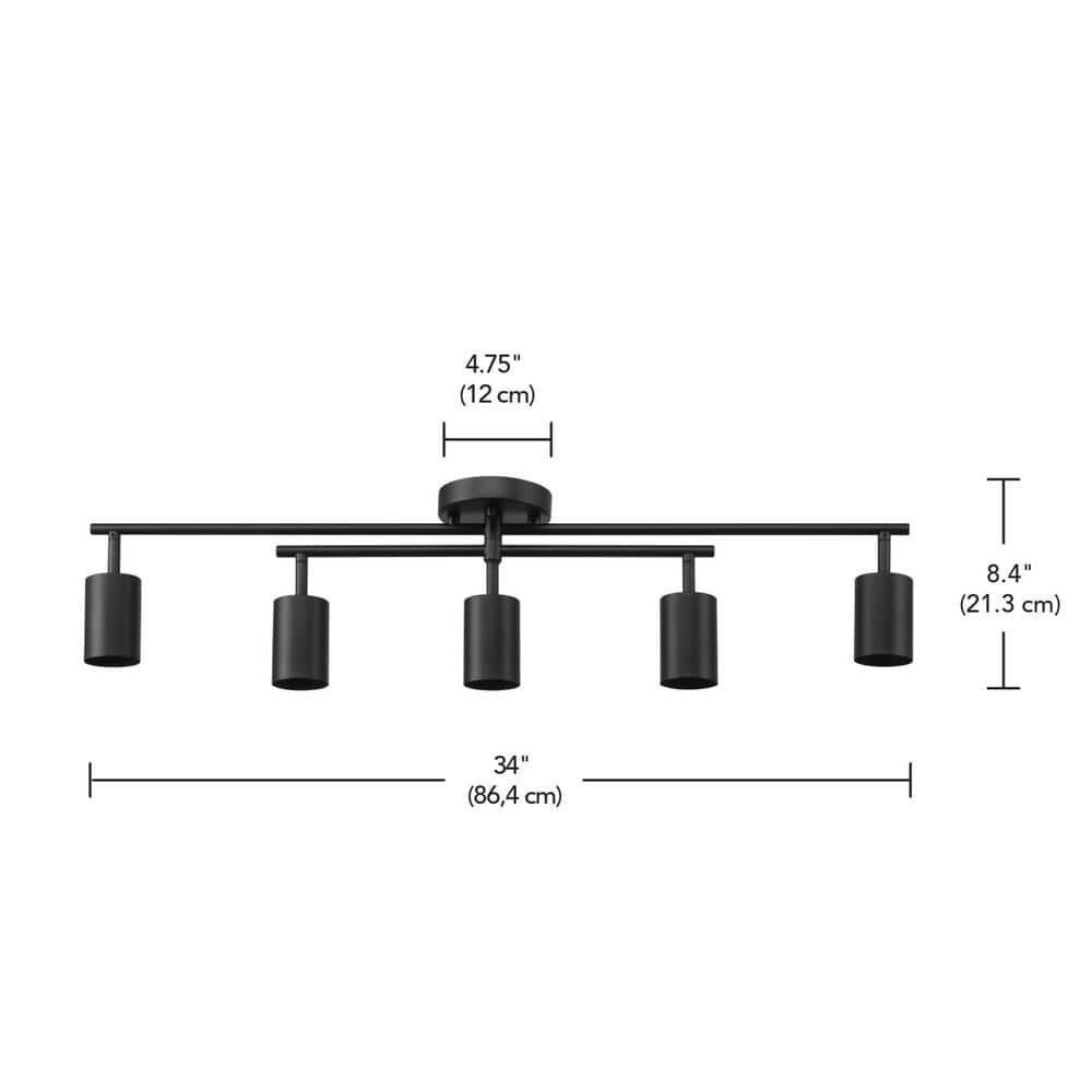 Matte Black 5-Light Swivel Track Ceiling Light