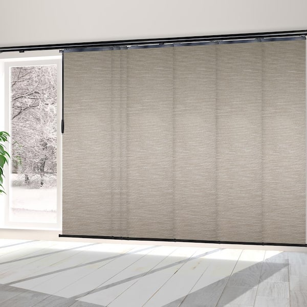 EMOH Hemp 110 in. - 153 in. W x 116 in. L Adjustable 7- Panel Black Single Rail Panel Track with 23.5 in. Slates