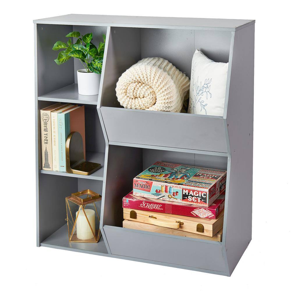 Gray Melamine Kids Toy Storage Unit with Cubes