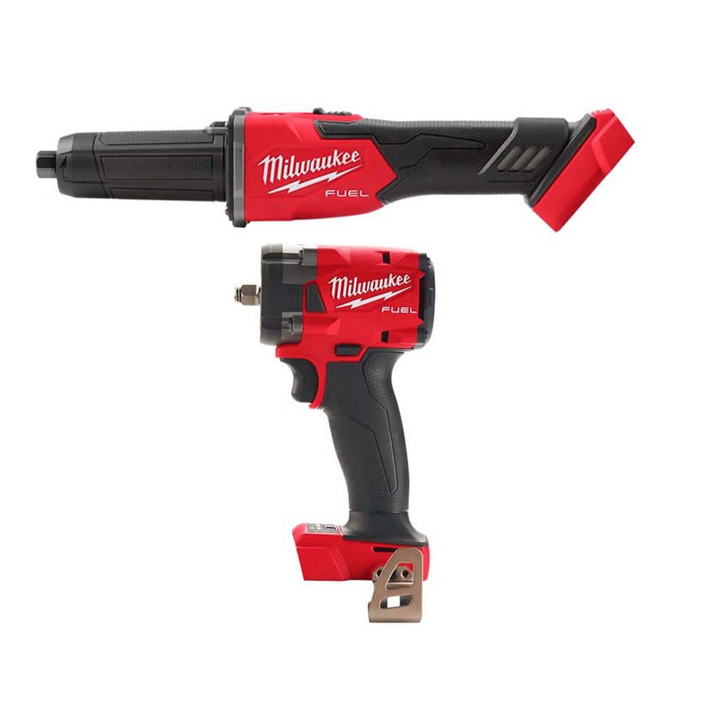 Milwaukee M18 FUEL 18V Lithium-Ion Brushless Cordless 1/4 in. Braking Die  Grinder Slide Switch w/M18 3/8 in. Impact Wrench 2939-20-2854-20 The Home  Depot