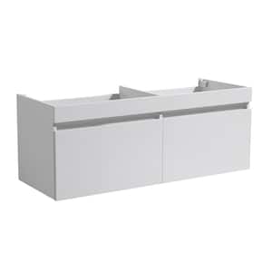 Mezzo 47 in. Modern Wall Hung Double Sink Bath Vanity Cabinet Only in White