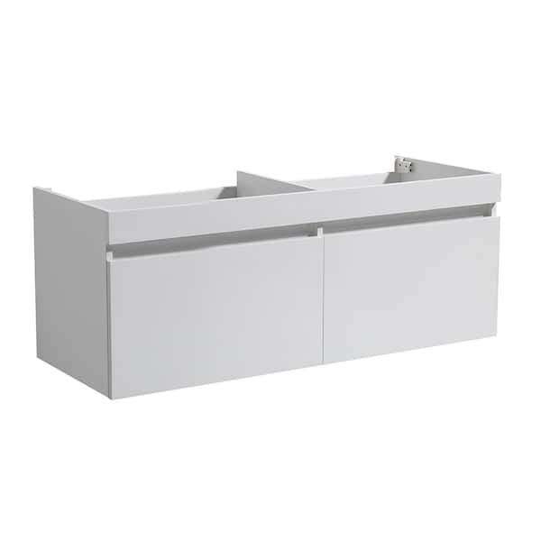Fresca Mezzo 47 in. Modern Wall Hung Double Sink Bath Vanity Cabinet Only in White
