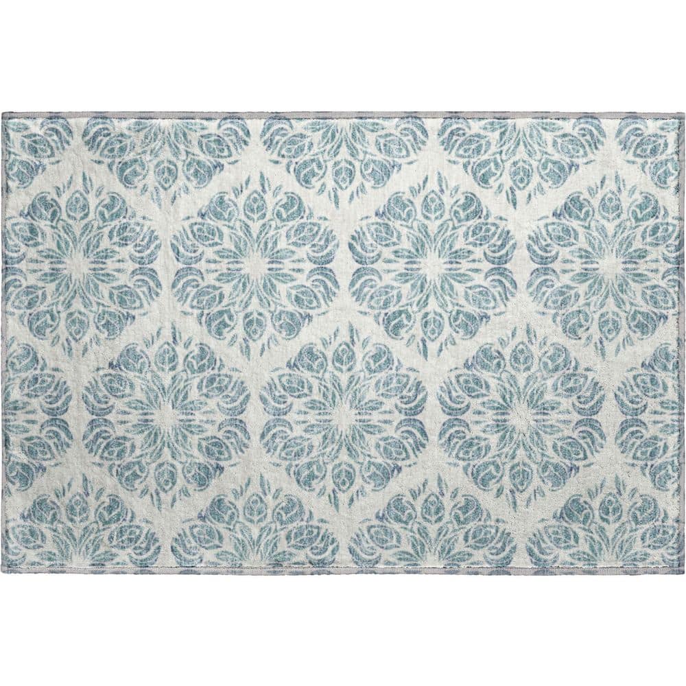 Mayfield Premium Machine Washable Abstract AMF2456 Teal 3 ft. x 4 ft. Area Rug price history on PriceWatchPro