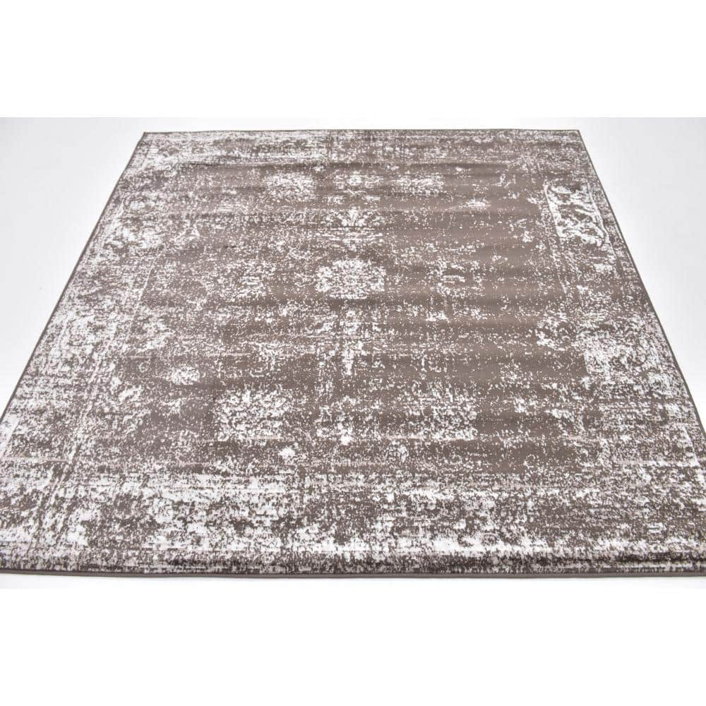 Casino Sofia 6' 1" Square Brown Indoor Easy-Care Rug