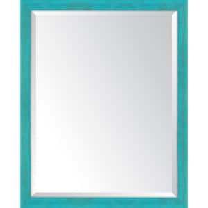 Medium Rectangle Turquoise Beveled Glass Classic Mirror (25 in. H x 31 in. W)