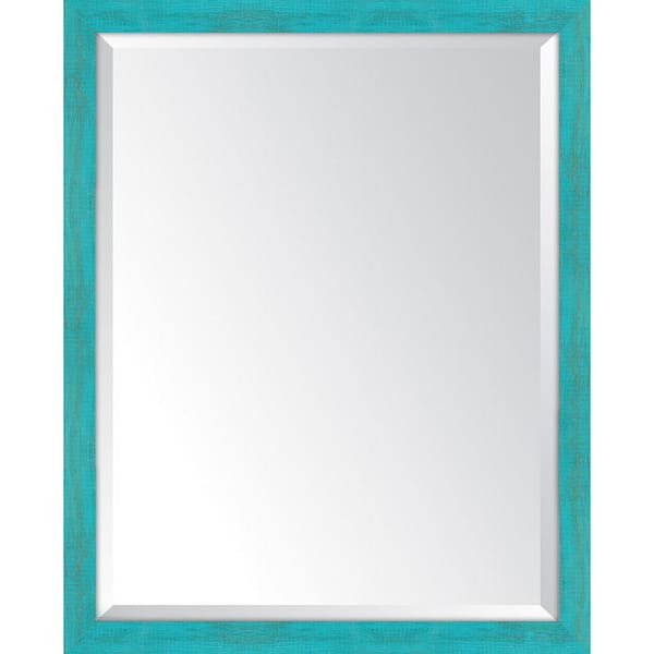 Melissa Van Hise Medium Rectangle Turquoise Beveled Glass Classic Mirror (25 in. H x 31 in. W)