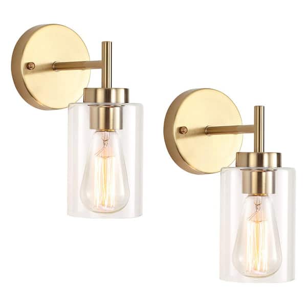 LWYTJO 7.4 in. 1-Light Vanity Light with Clear Glass Shade (Set of 2)
