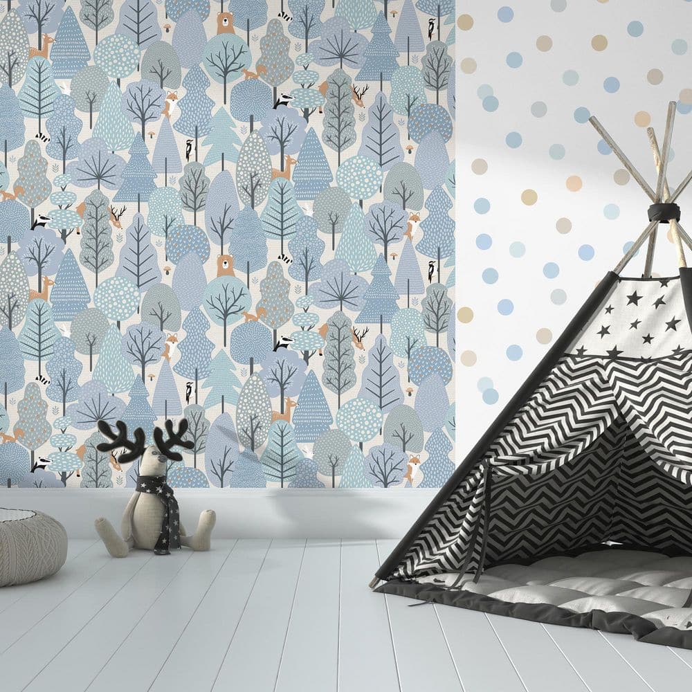 Enchanted Forest Sky Blue Wallpaper Sample
