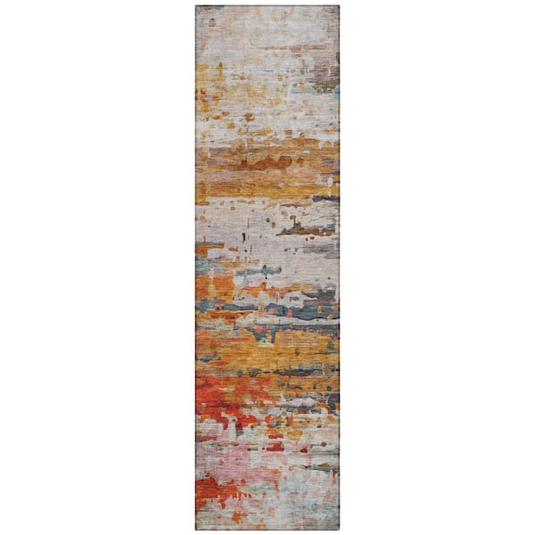 Chantille Machine Washable Indoor/Outdoor Abstract ACN2034 Terracotta 2 ft. 3 in. x 7 ft. 6 in. Runner Rug