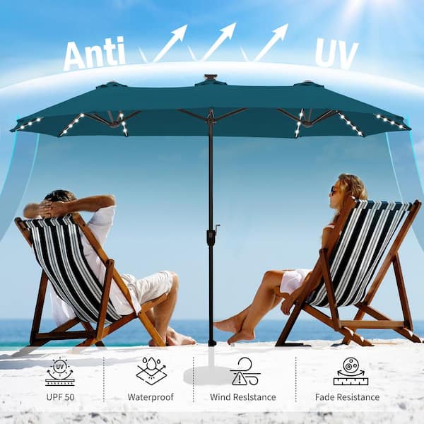 colored patio umbrella lights Ovios 15ft Solar with APP/Remote Control, RGB LED & Heavy Base These energy PHI VILLA 13 ft. Steel