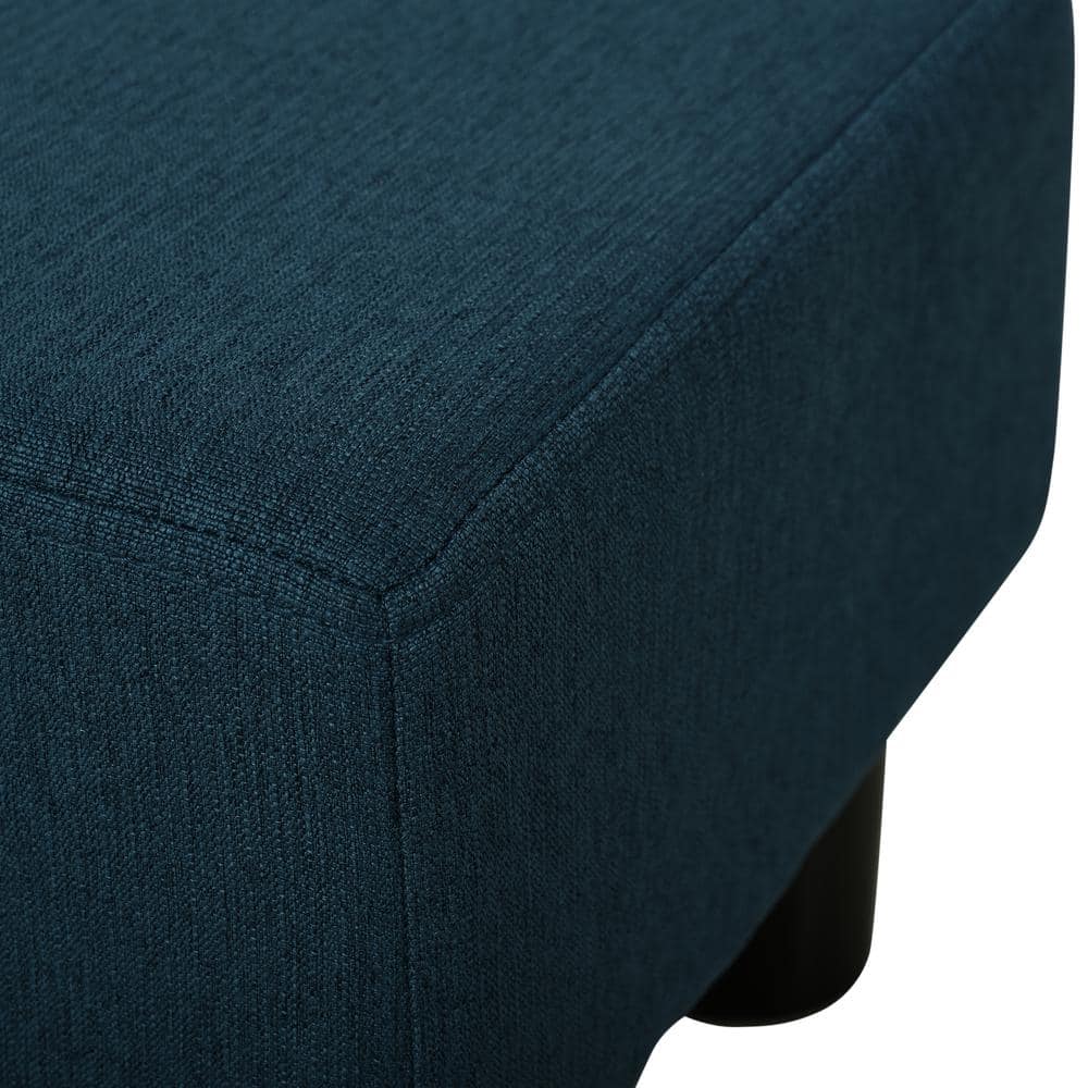 Small Blue Linen Fabric Pouf Footrest Ottoman
