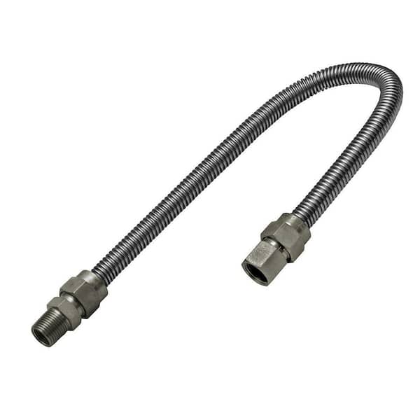 The Plumber's Choice 1/2 in. OD x 3/8 in. ID Flexible Gas Connector Stainless Steel for Dryer/Water Heater, 24 in. L with 1/2 in. FIP x MIP