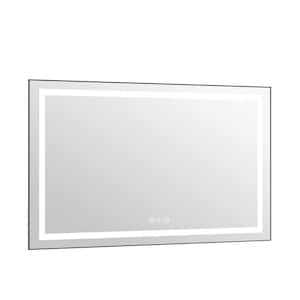 60 in.W x 36 in. H Large Rectangular Framed Anti-Fog LED Light Wall Mounted Bathroom Vanity Mirror in Matte Black