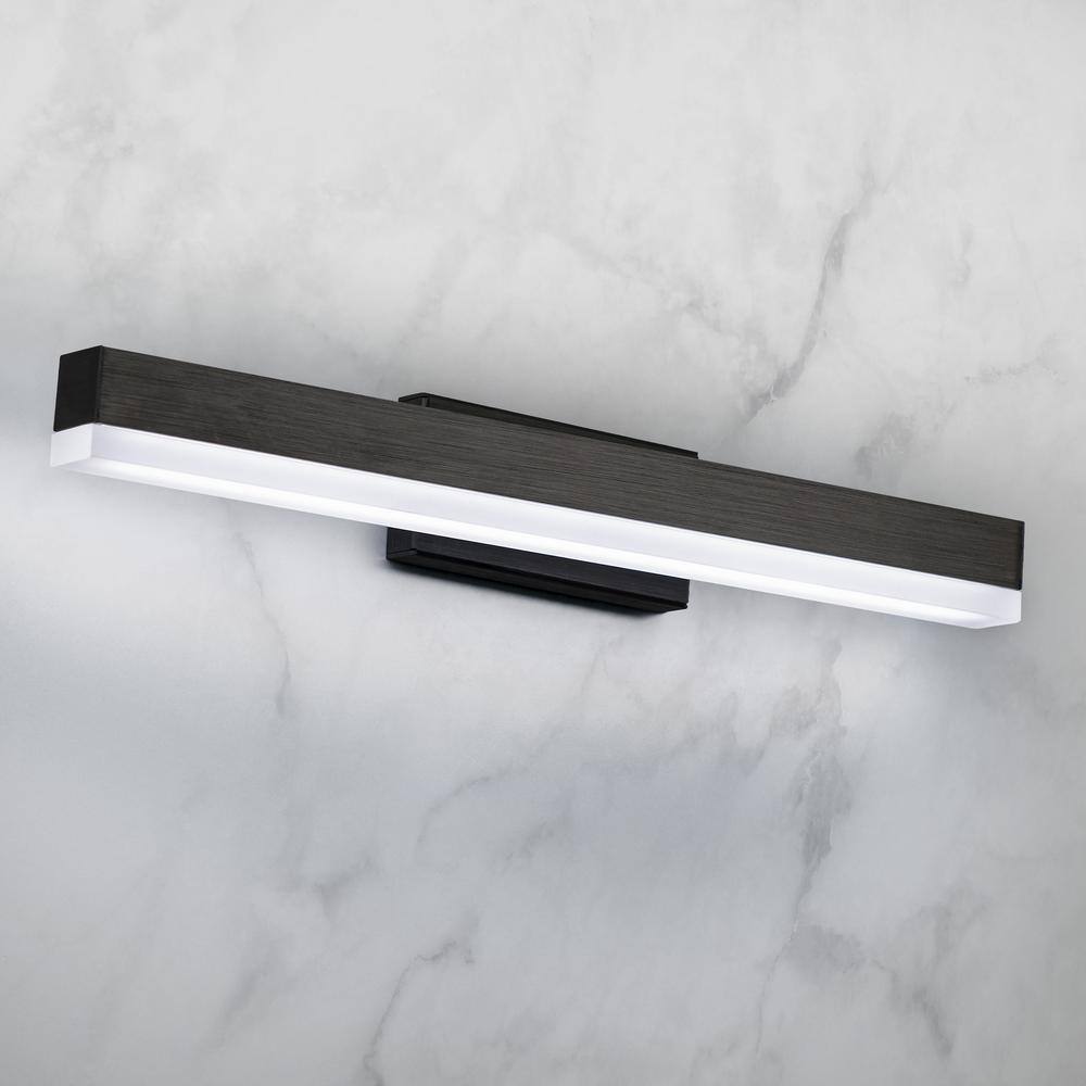 Styx Modern Black Clear Glass Dimmable LED Bath Bar Large