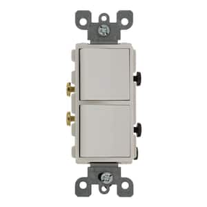 20 Amp Decora Commercial Grade Combination Two Single Pole Rocker Switches, White