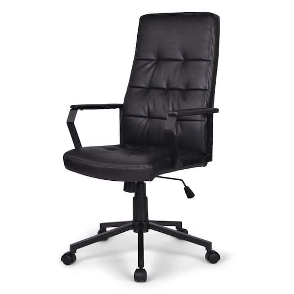 Simpli Home Foley Distressed Black Swivel Office Chair 26.4 in. Dx 25.6 in. W x 45.3 in. H