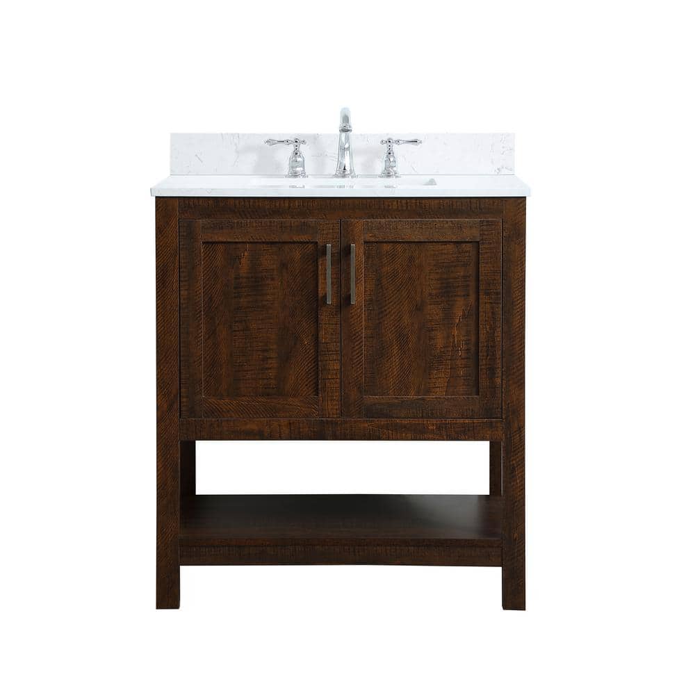30 in. W Single Bath Vanity in Expresso with Engineered Stone Vanity Top in