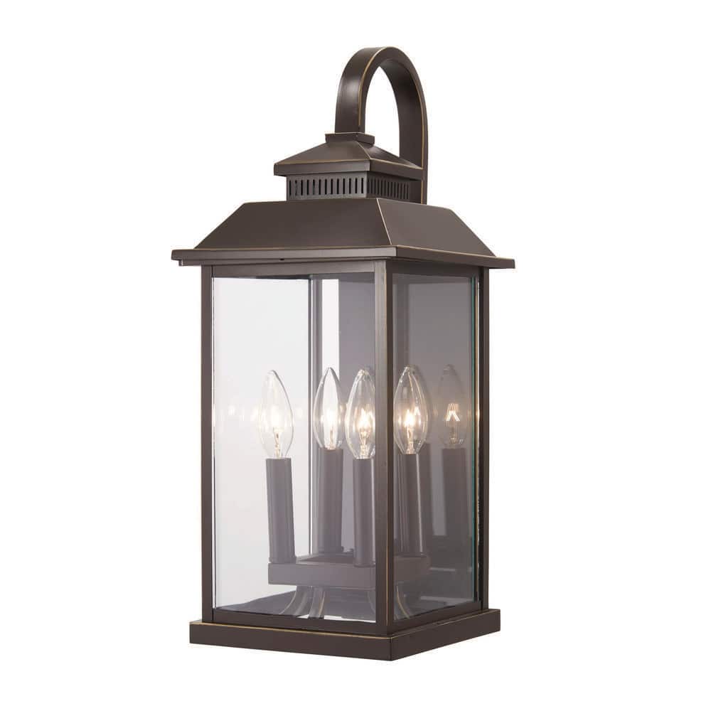 Miner's Loft 4-Light Oil Rubbed Bronze with Gold Highlights Outdoor Wall Lantern Sconce price history on PriceWatchPro