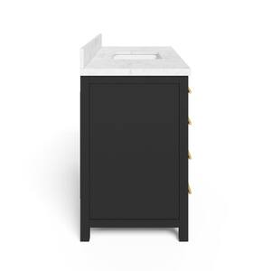 Bonheur 48 in W x 21 in D x 35 in H Bath Vanity in Black With White Engineered Stone Top