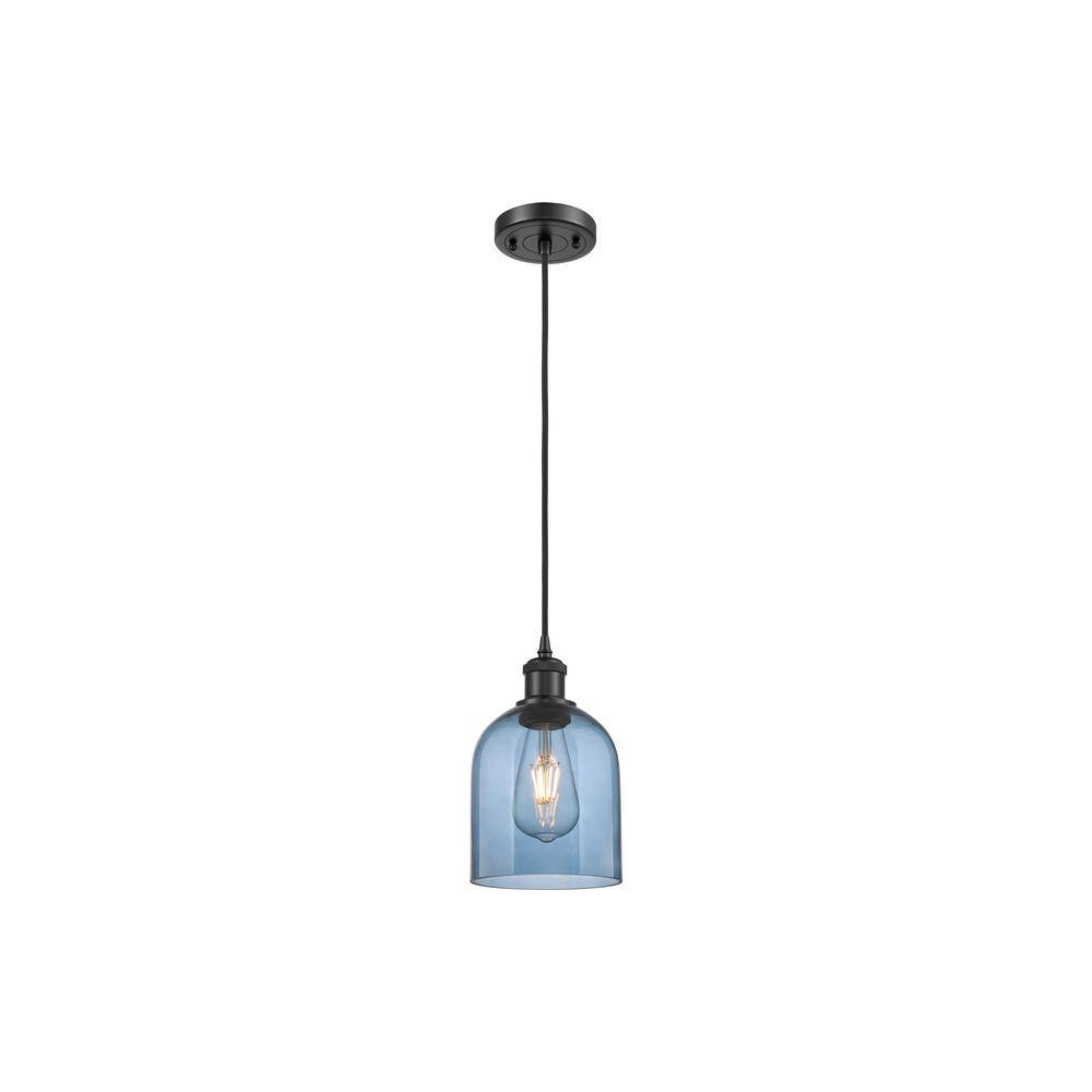 Bella 100-Watt 1-Light Matte Black Standard Mini Pendant Light with Painted Glass Shade, No Bulbs Included price history on PriceWatchPro
