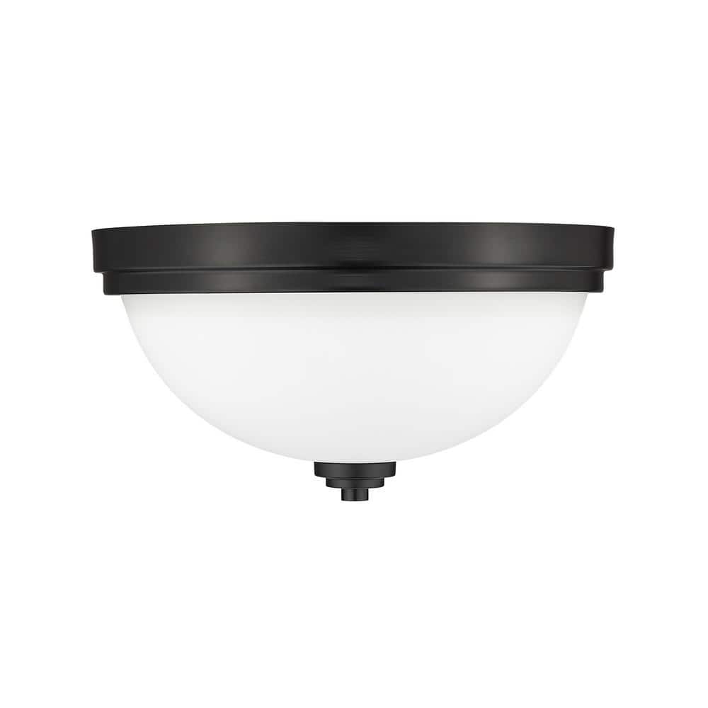 Ashton Matte Black 2-Light Flush Mount with Opal Glass Shade