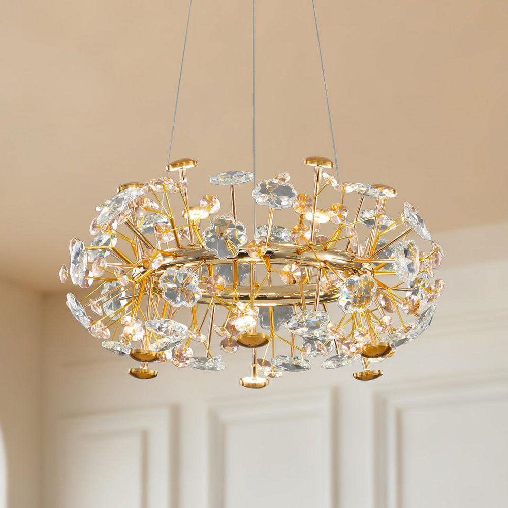 Luxury 12 Light Modern Gold Crystal Chandelier for Bedroom & Dining ...