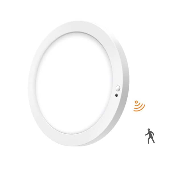 12 in. Modern White 1500LM Ultra-Thin Integrated LED Flush Mount Ceiling Light With Motion Sensor Adjustable 5CCT