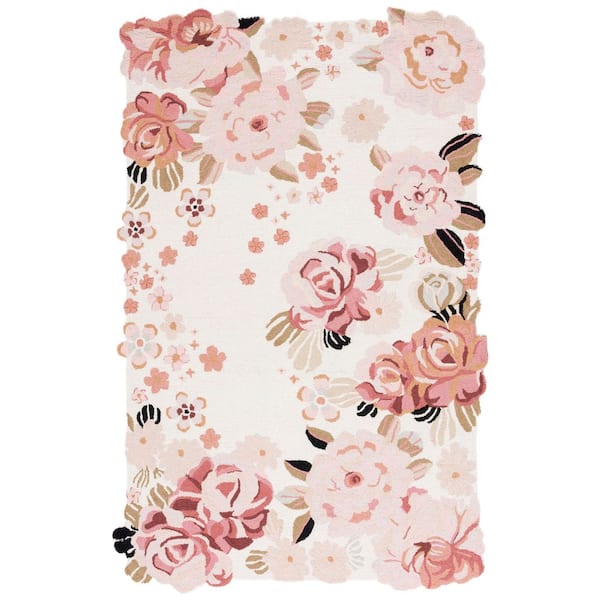 Jardin 3 ft. x 5 ft. Ivory/Pink Contemporary Floral Area Rug