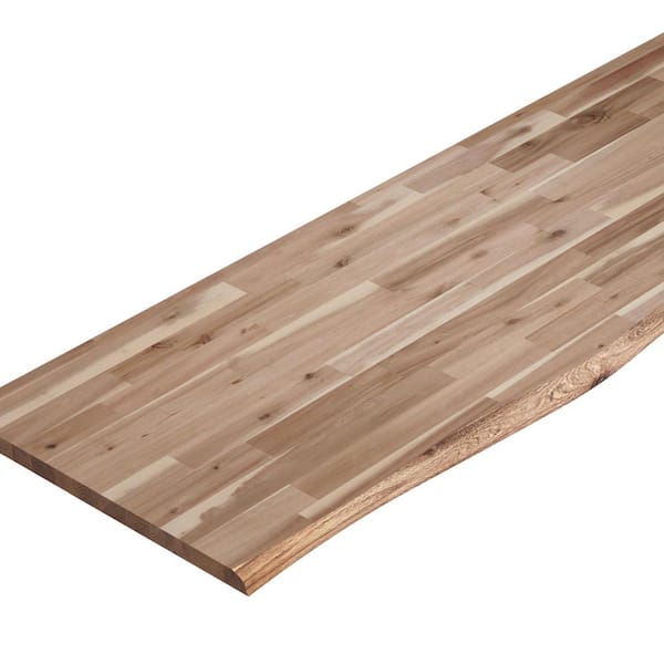 Interbuild 8 ft. L x 25.5 in. D, Unfinished Acacia Butcher Block  Countertop, with Live Edge