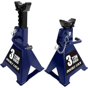 3-Ton Reinforced Double-Locking Jack Stands Pair, Blue