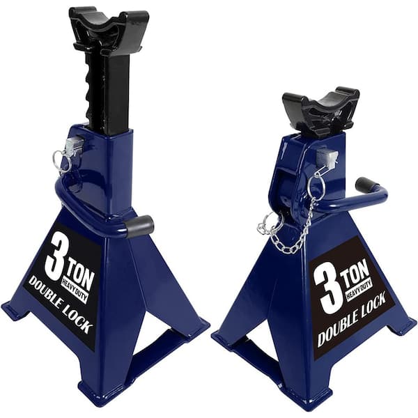 TCE 3-Ton Reinforced Double-Locking Jack Stands Pair, Blue