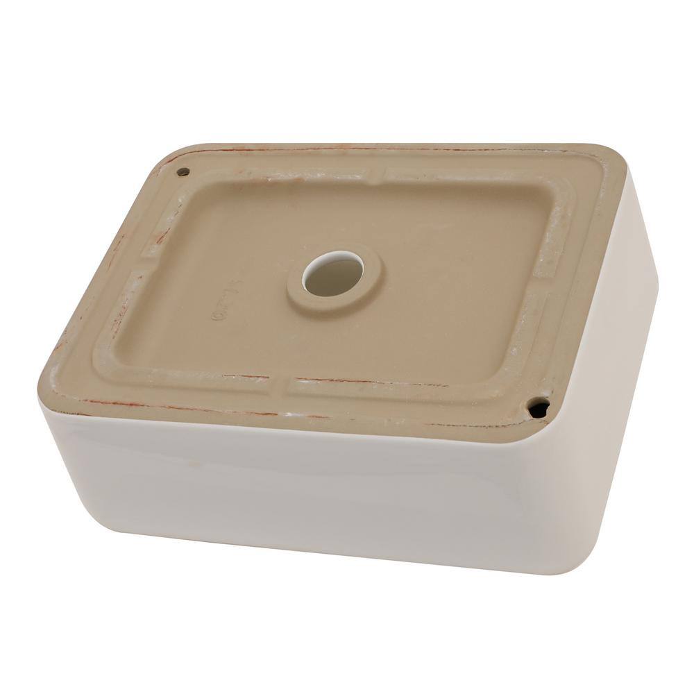 19x15 Inch White Ceramic Rectangular Vessel Bathroom Sink with Gold Trim