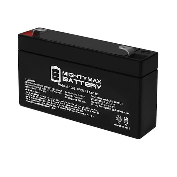 MIGHTY MAX BATTERY ML1.3-6 6V 1.3Ah Replaces Toyo Battery 3FM1.2 Battery + 6V Charger